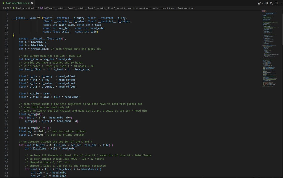 implementing flash attention v1 and then we can complete the blog