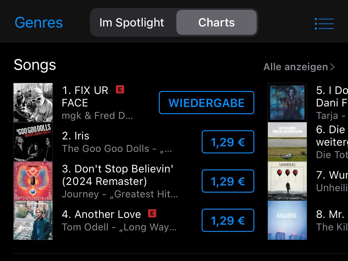 Nadine___94's tweet photo. #1 on the iTunes rock charts in germany 🇩🇪 #fixyourface #mgk https://t.co/za6ZpO4gYF