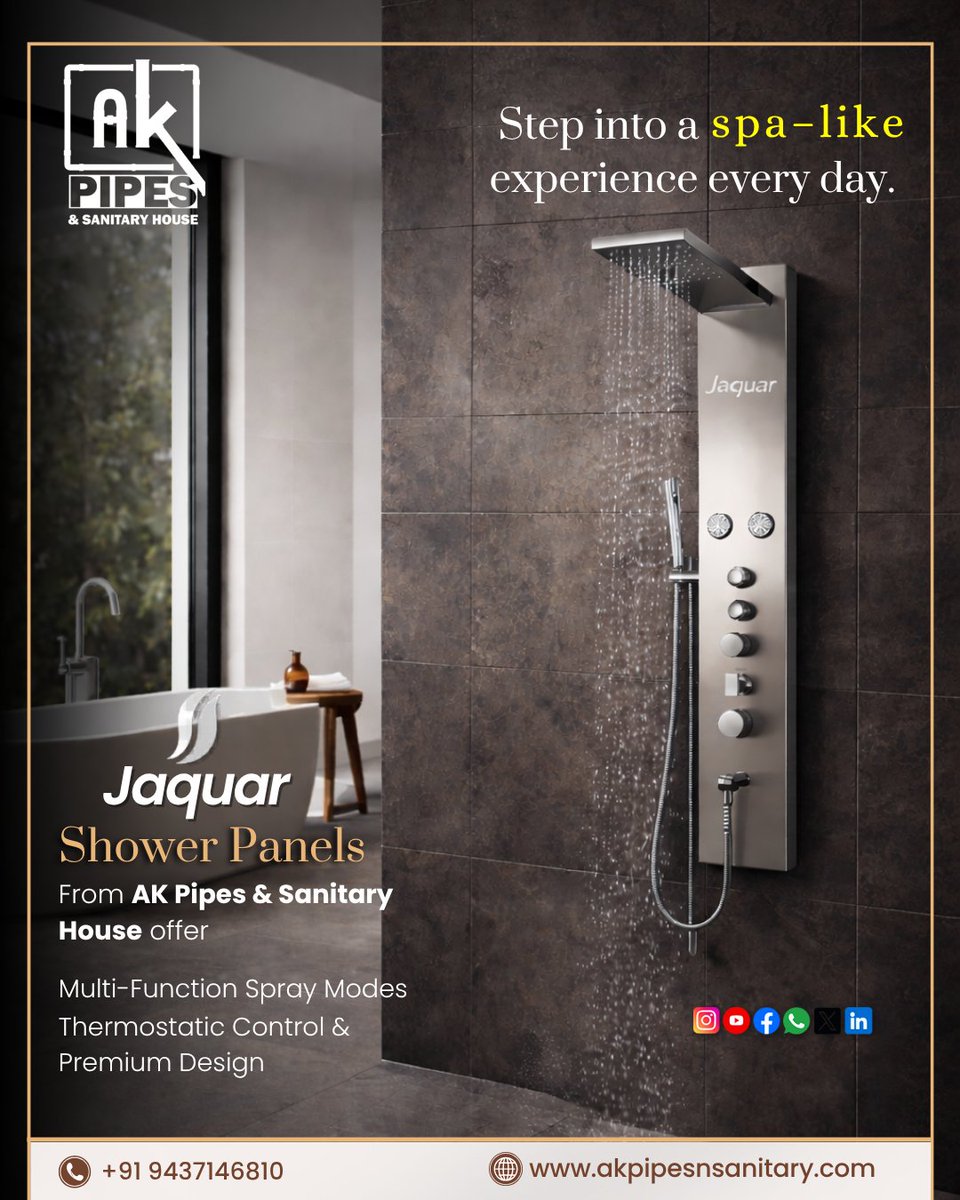 AkpSanitary's tweet image. Turn your daily shower into a spa 🚿✨
Luxury shower panels = comfort + style 🌿
#BathroomLuxury #SpaExperience #HomeUpgrade #AKPipes