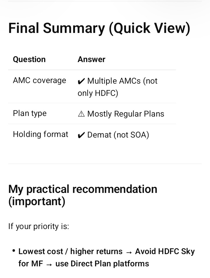 chaurasia_dk's tweet image. Why don't you answer here? I wanted to clarify from @hdfcsky #support but Anyway I got the answers from AI.