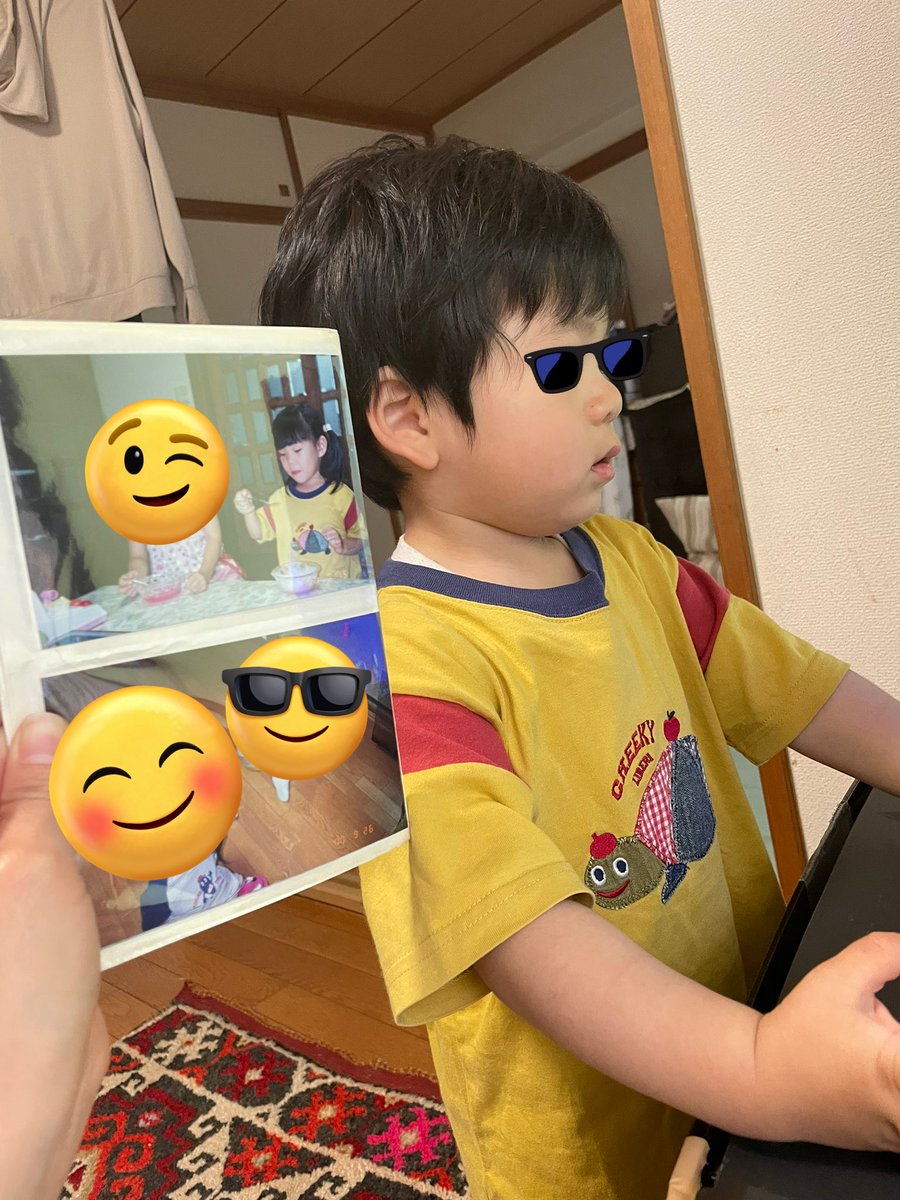 息子くんにワシのお古を着てもらった