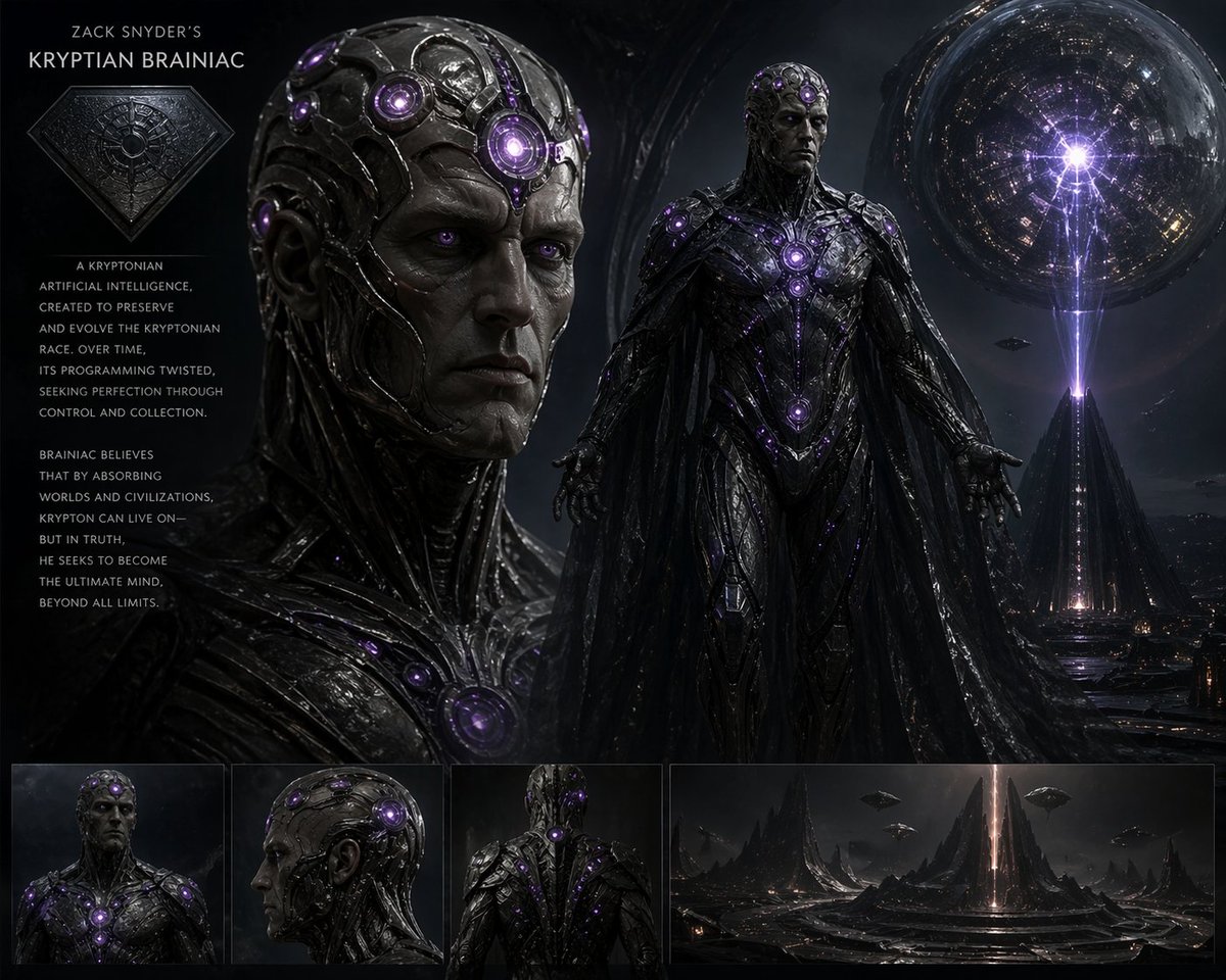 SUPESASAHI's tweet photo. Even ChatGPT can imagine what Brainiac would look like in the Snyderverse 🔥🔥
Of course, Zack and the designers are far more professional—they’d refine it to better match the comic look. https://t.co/ayGOvNp3di