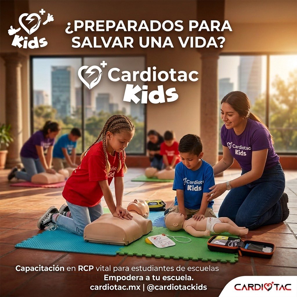 CardioTacMex's tweet photo. ¿Sabías que los niños a partir de los 8 años pueden aprender y aplicar RCP con eficacia? 🧠 El aprendizaje es dinámico, divertido y, lo más importante, ¡SALVA VIDAS!
❤️ Enséñales que tienen el poder de hacer la diferencia. ❤️

👉 Solicita más información por DM @cardiotackids https://t.co/NmoOTSPYW7