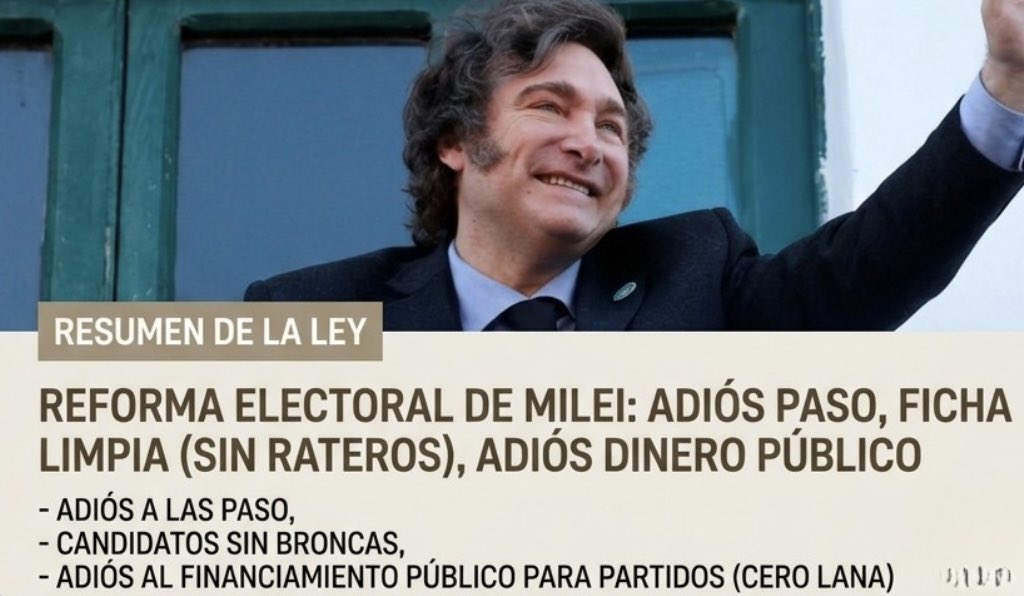 politicazmx's tweet image. #NOTICIA | 🔴 LA REFORMA ELECTORAL MÁS GRANDE DE ARGENTINA LLEGA AL CONGRESO 🇦🇷

Incluye: Adiós a las elecciones primarias, que no postulen rateros ni gente con broncas legales, y se acabó el dinero público (cero lana de los impuestos) a partidos. 

Un cambio de época total ⚠️