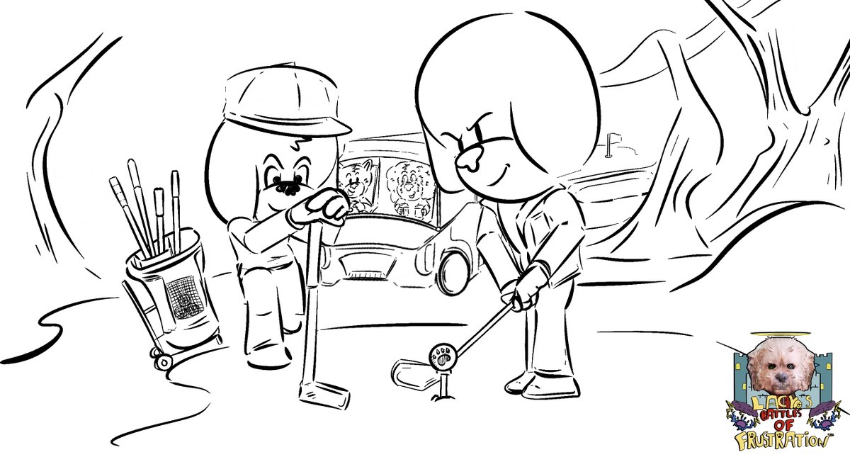 lacy_of's tweet image. LACY'S BATTLES OF FRUSTRATION™               
2026               
#dog #game #gamedevelopment #hero #survival #conceptart #indiegame #gamedev #art #illustration #characterdesign #sidekick #golf 

Spring Elks Super Tee-Off / in work