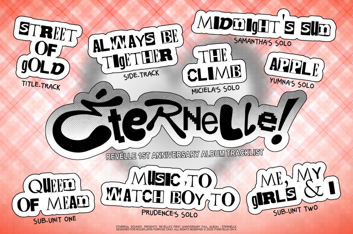 itsREVELLE's tweet photo. ⠀

⠀⠀⠀‧₊⠀˚ ┊ ⠀  𝐄́𝐓𝐄𝐑𝐍𝐄𝐋𝐋𝐄 ⠀  ┊˚⠀₊‧
⠀ ⠀⠀ ‿₊⠀The⠀𝟏𝐬𝐭⠀Anniversary⠀₊‿

⠀⠀What  you  see  here  is  only the start
⠀⠀the real story unfolds when you listen

⠀⠀⠀⠀⠀𝗥𝗘𝗩𝗘𝗟𝗟𝗘 ⋆ ⋅ ☆ ⋅ ⋆ 𝗧𝗥𝗔𝗖𝗞𝗟𝗜𝗦𝗧

⠀ https://t.co/zJwXGyNUfk