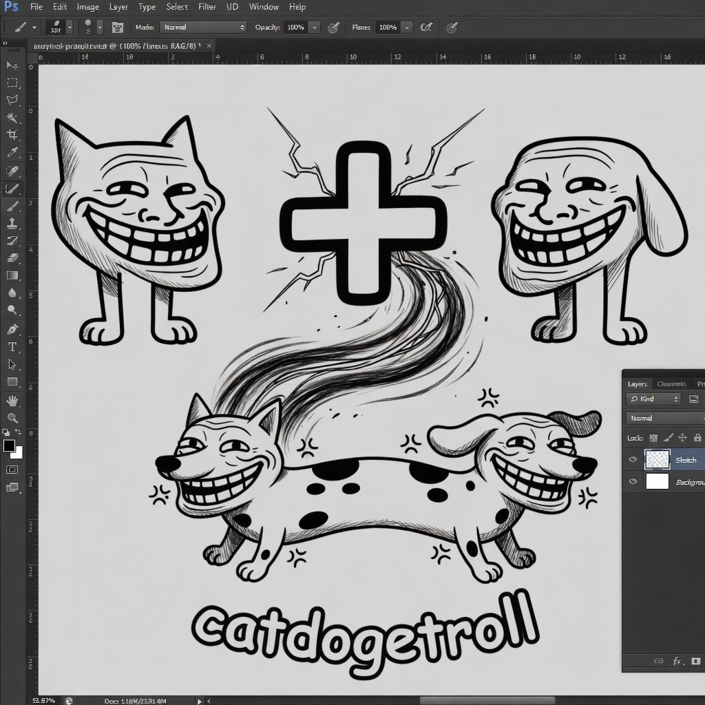 prospilo841348's tweet photo. Yo pack... stop doomscrolling for 2 seconds.

What if the next 100x wasn't some boring dog or overplayed cat... but the chaotic, two-headed gremlin that finally ended the war?

Meet $CatDoge the troll-faced hybrid that's part lazy zoomer cat, part derpy diamond-handed dog, and 100% internet poison.

This ain't your average meme coin. This is TrollCatDoge. 🐈🐕🧬