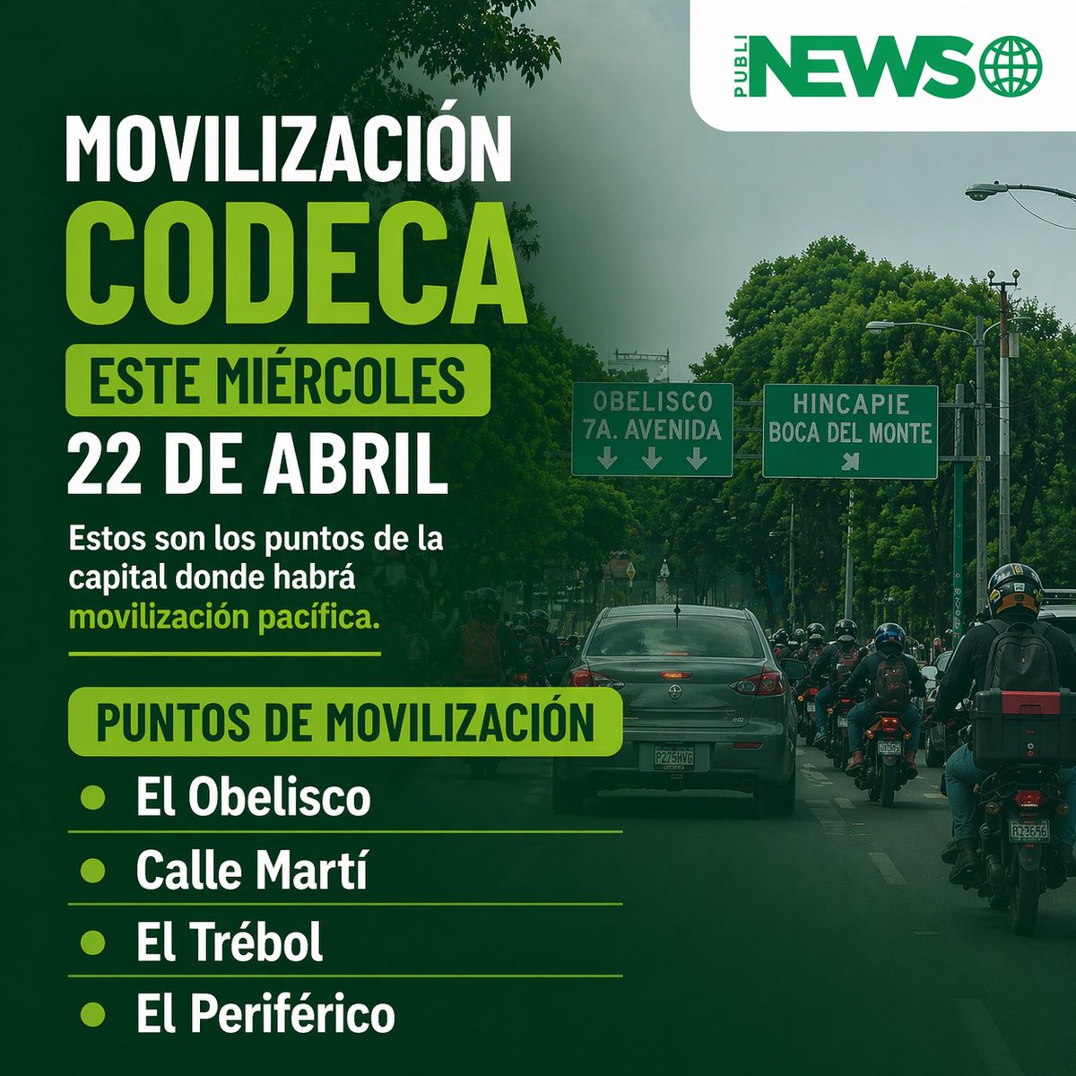 PublinewsGT's tweet image. 🔔Toma nota🔔 Las concentraciones iniciarán a las 6:00 de la mañana del miércoles, informó Codeca. 

#PublinewsGT #Codeca #capital