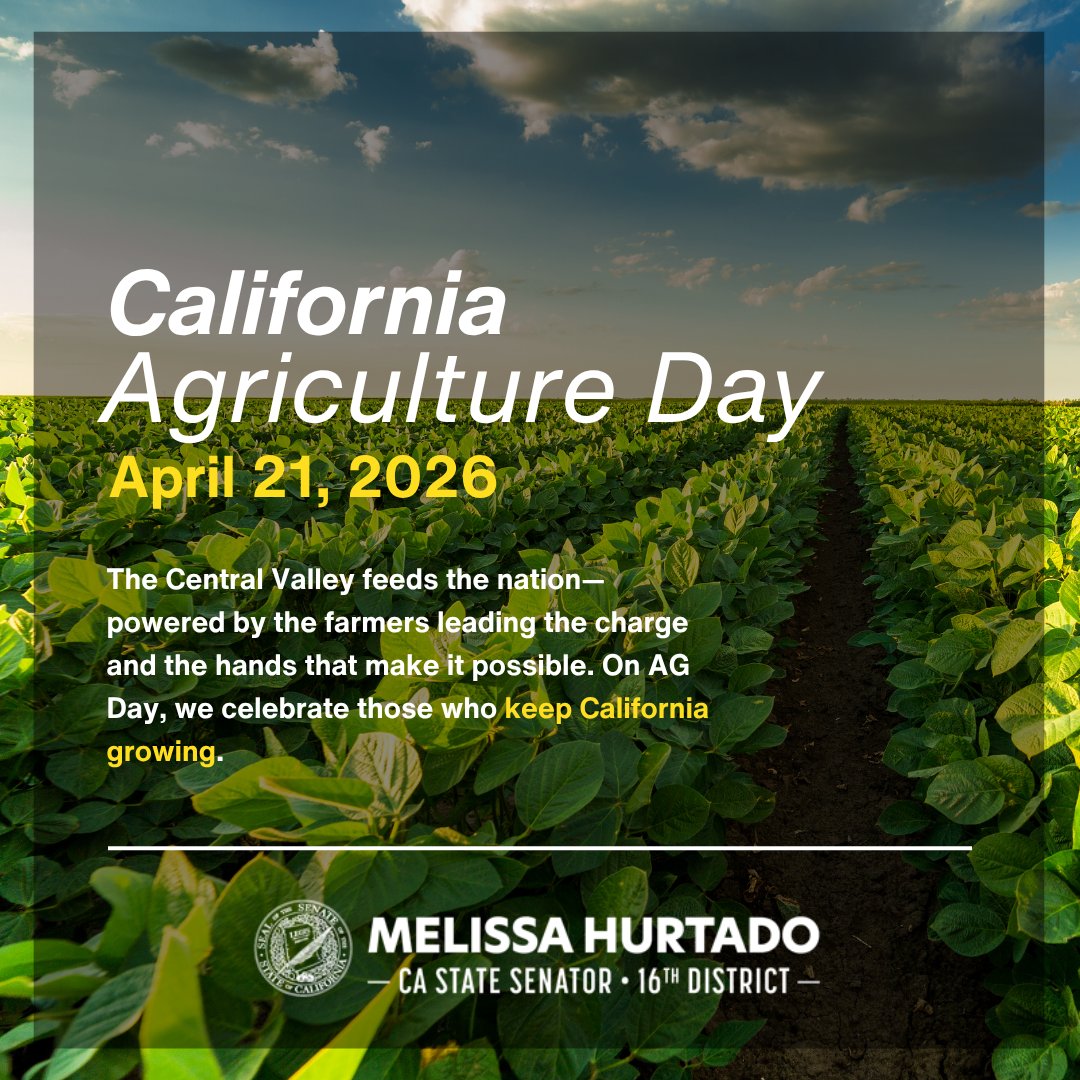 Senator_Hurtado's tweet photo. On #AgDay, we recognize the #Farmers and the families who make it possible. Approx. 40% of the nation’s fruits, vegies & nuts are grown here in our #Valley. I remain committed to fighting for the resources and support our Ag communities need to thrive and keep CA growing.
#SD16 https://t.co/RJ4F7eYKgU