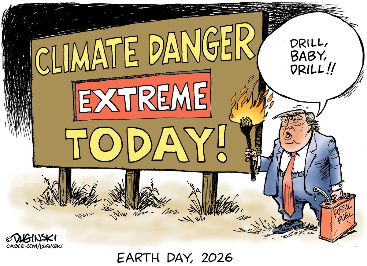 CartoonKahuna's tweet image. Trump not only views climate change as a hoax, he's turned his back on renewable energy, making America more vulnerable to oil shocks, such as the one he caused by attacking Iran. #Trump #TrumpIsUnfitForOffice #ImpeachTrumpNow #TrumpisaNationalDisgrace #Iran #MiddleEastCrisis