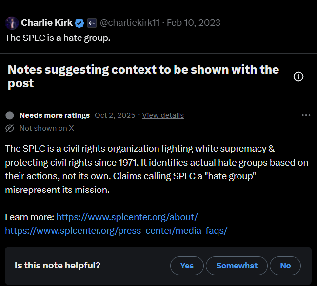 <a href="/charliekirk11/">Charlie Kirk</a> This will go down in internet history as one of the most unintentionally ironic Community Notes of all time...