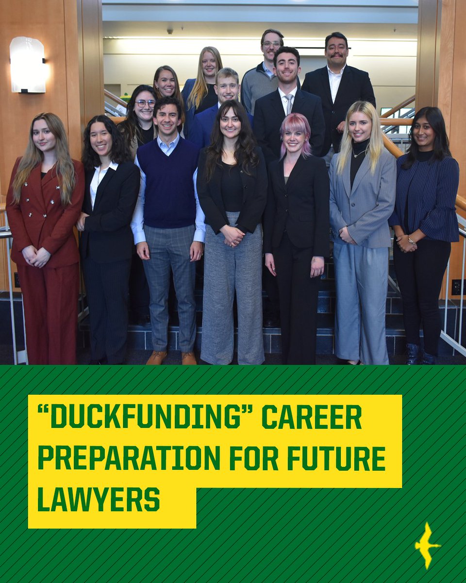 UOGiving's tweet photo. UO law students in Moot Court spent months prepping for real-world court cases nationwide. With DuckFunder’s support, they turned big dreams into reality 🦆

Want the full story? Hit the link in our bio to see how Moot Court soared past their fundraising goal with DuckFunder! https://t.co/0JSkwcWLSs