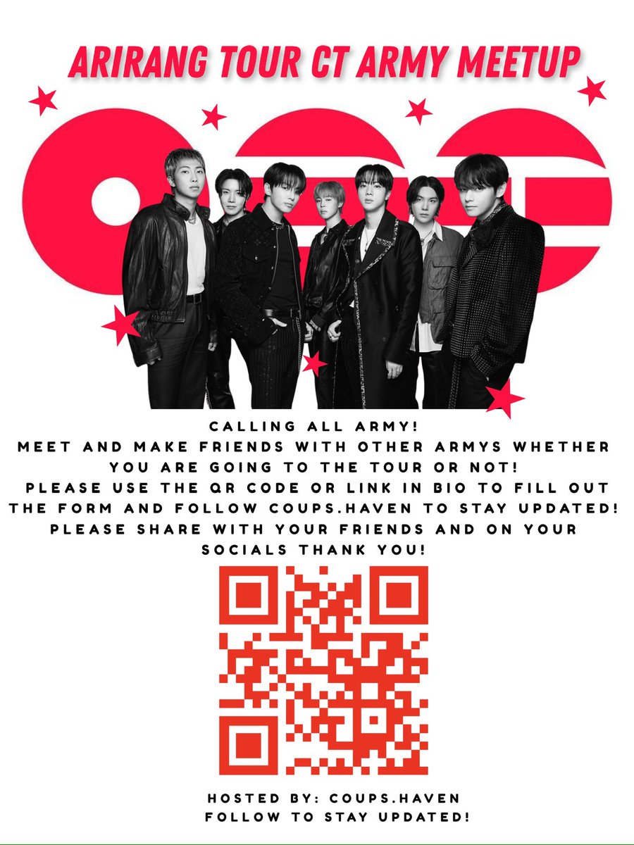 cy333n's tweet image. Connecticut AMRY!!! 
pls fill out the form and let’s make this happen!!!🫶🏽 ↓ ↓ ↓
forms.gle/61EJqNPMz2TMN7…
#kpop #connecticut #BTS #ARMY #arirang