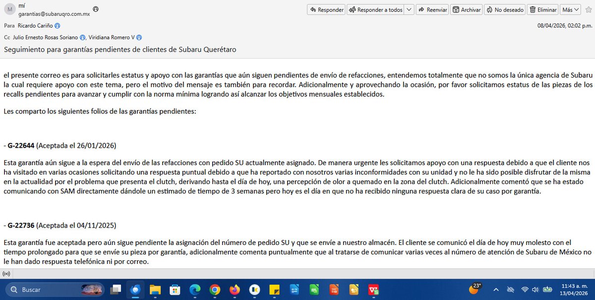 ErikMayerstein's tweet photo. @subaruuk @SubaruCanada @SUBARU_CORP @SubaruCustCare @AllSubaru @subaru_usa @QroSubaru @subaru_global @SubaruMexico 

I want to share the terrible customer service "provided" by @SubaruMexico 
Since November last year they haven't even cared to reply to @QroSubaru to provide+ https://t.co/BH9PmckiKc