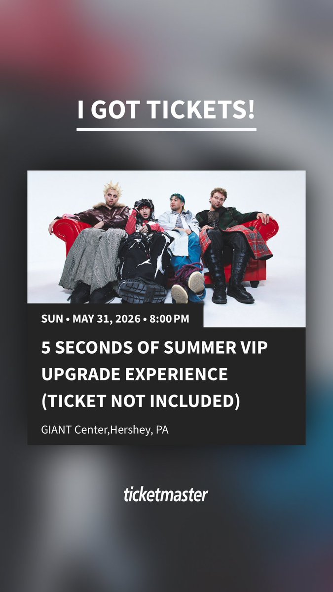 Boness_03's tweet photo. @5SOS we need to talk, I got FOMO and upgraded. One thing says I get soundcheck, one thing says I don’t. Don’t disappoint my momma if I don’t 😭 #5sos #EASTOUR2026 #eashershey #pleasetellmeigottherightviptickets https://t.co/TcGOryv1GR