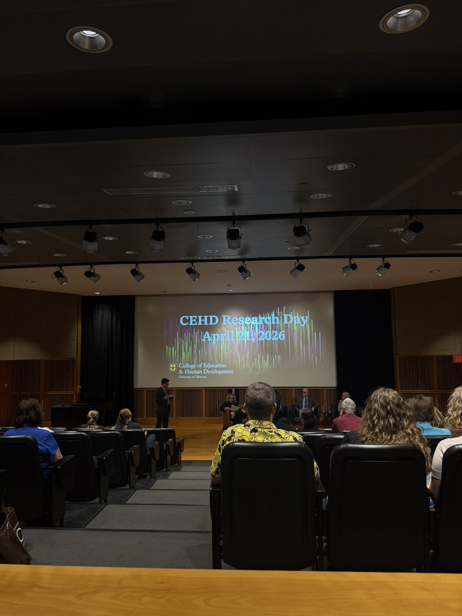 AdriBonnett's tweet photo. Fun time at @MizzouEducation Research Day 2026! Great panel, great posters, great food…can you ask for anything better?! ✏️🍓🎙️ https://t.co/11YuKymjIZ