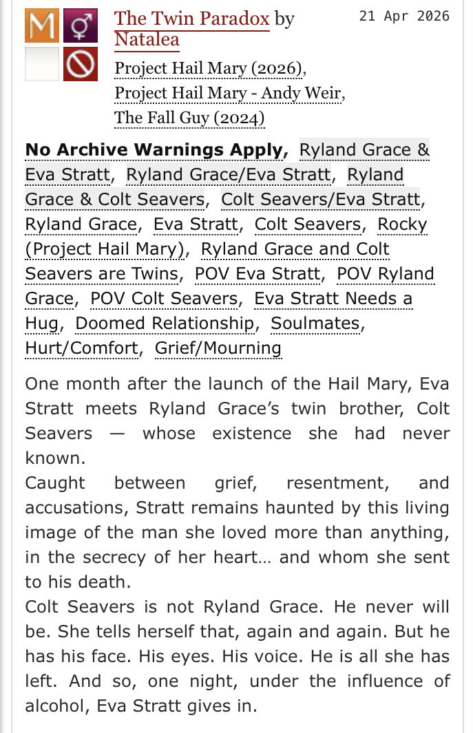 Natalhea_'s tweet photo. #projecthailmary #thefallguy

I DID IT !!

My modest contribution to this wonderful AU where Ryland Grace and Colt Seavers are twins ✨ https://t.co/njiCRY1vRh