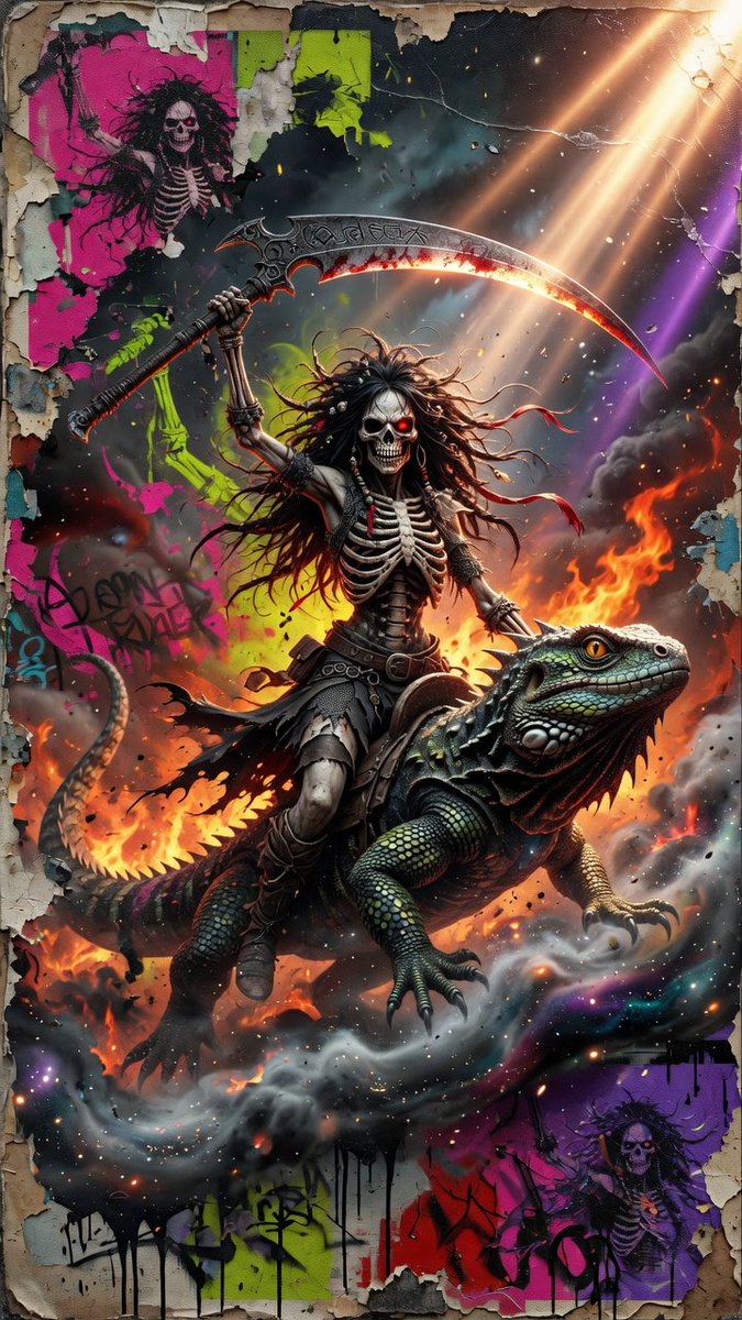 Z6Studios's tweet image. Lizard Death Rider : #Darkart #streetart “z6-blitz-art”