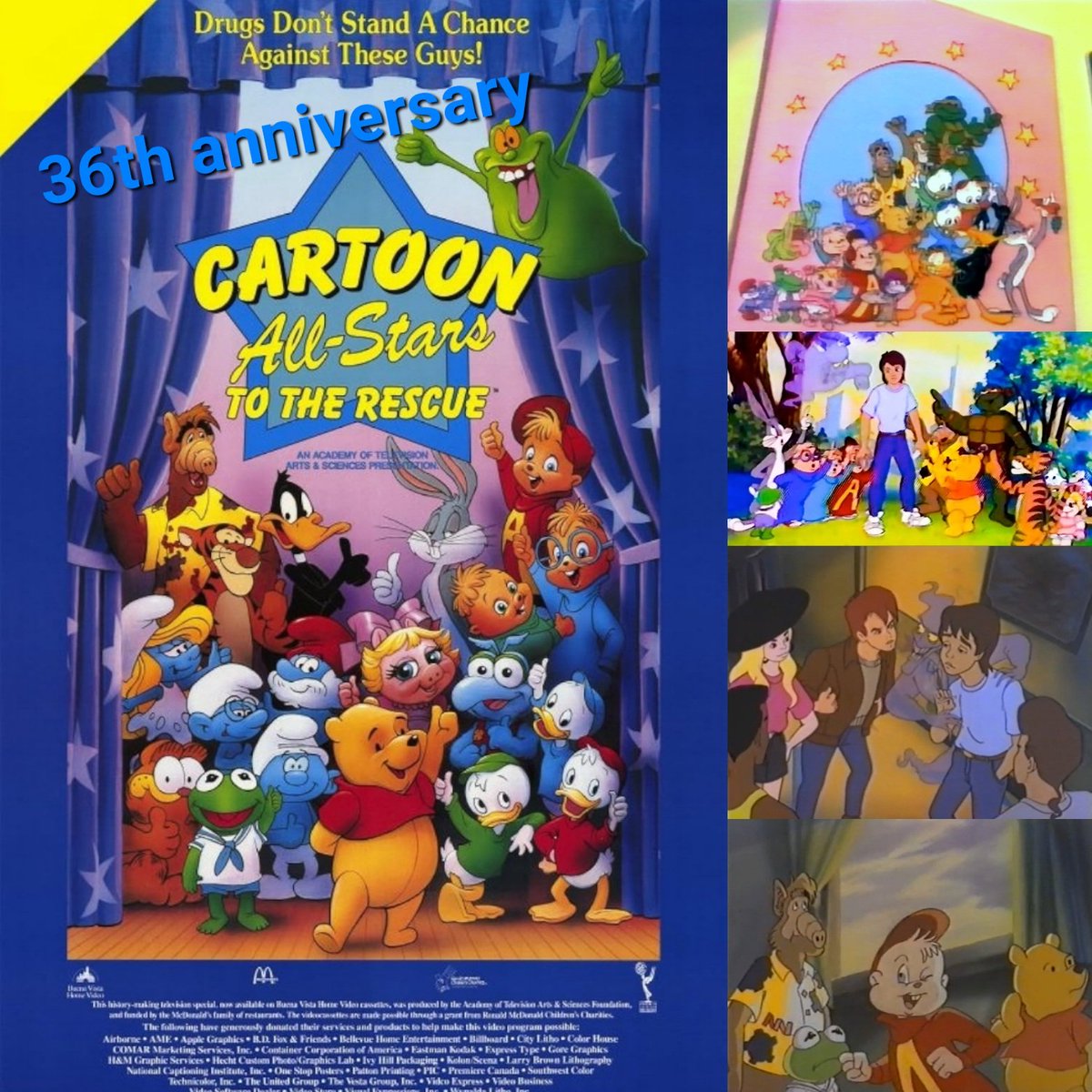 ArenStenslie's tweet image. Today even marks the #36thanniversary of "#CartoonAllStarsToTheRescue".
#ABC #Corey #Michael #TheSmurfs #ALF #AlvinAndTheChipmunks #WinnieThePooh #Tigger #MuppetBabies #Slimer @Ghostbusters #BugsBunny #DaffyDuck @LooneyTunes #MichaelangeloTMNT #HueyDeweyLouie #Garfield @Garfield