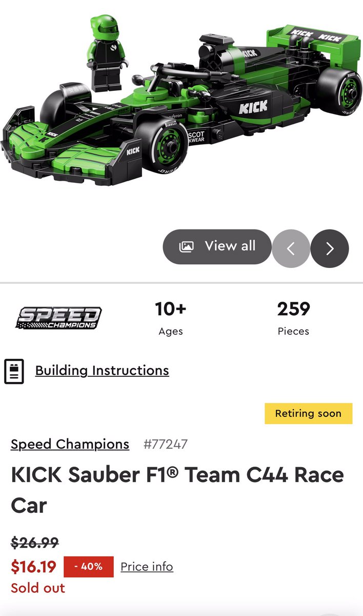 What the F1 is going on with this one? Not  even 4 months into retirement and trending upward quickly. Do any of the other Lego F1 cars have similar potential?