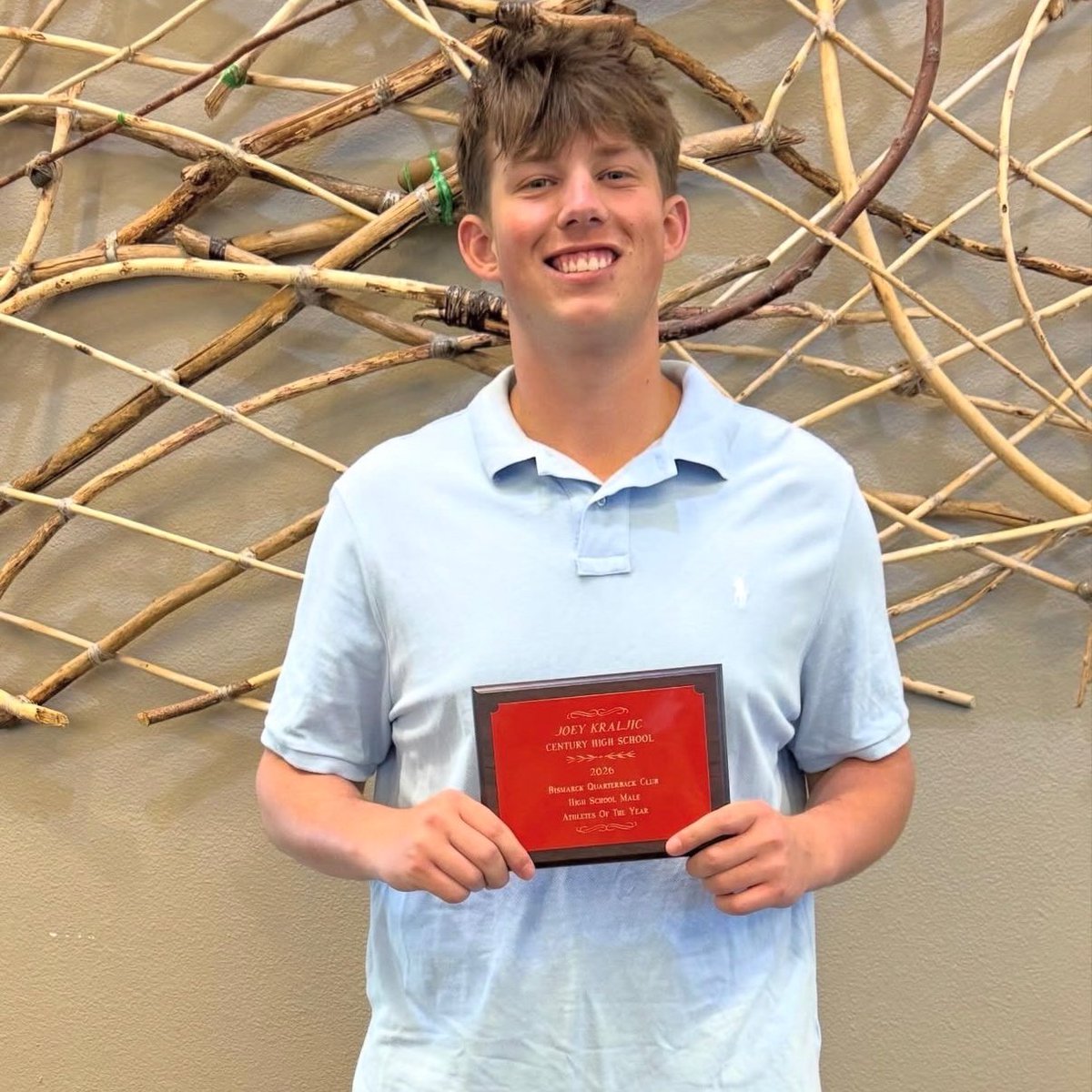 BballCentury's tweet photo. 🎉The Quarterback Club selects the best male &amp; female athletes from each sport from each Bismarck school. And Joey earned top honors! Congrats to these Patriots! 

Garrett Nissley, CHS Boys Basketball
Zavion Harildstad, CHS Football
Joey Kraljic, HS Male Athlete of the Year https://t.co/4yOLzXrLUF