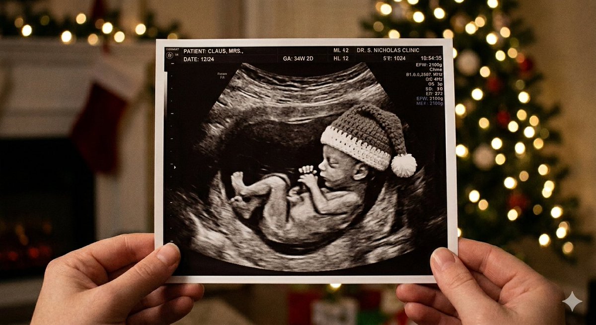 prolifesanta's tweet image. I asked Gemini to create an image of pre-born me. Nice. #santaclaus #merrychristmas