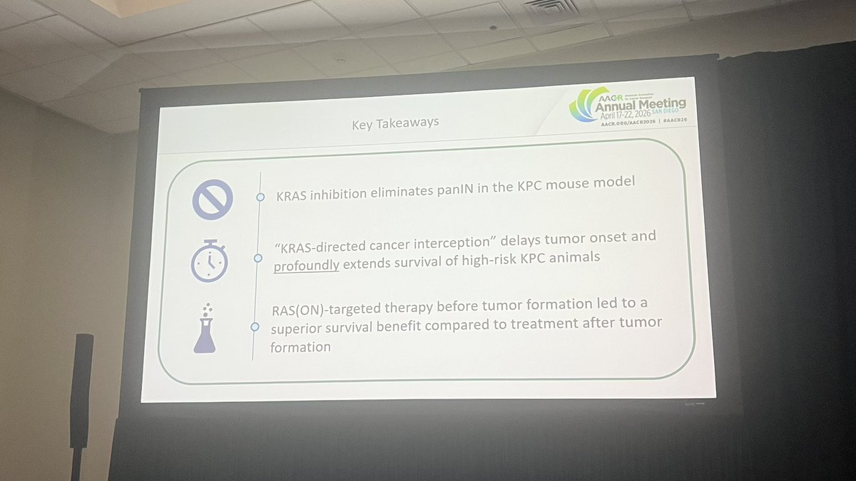 DrAngelaLamarca's tweet image. One las thought from @AACR #AACR26…

What if KRAS inhibitors could actually #prevent malignant transformation of #PanIN? 

Think big…
Still lots to do
But let’s think big…

Thank you #SanDiego for this inspiring few days 🫶