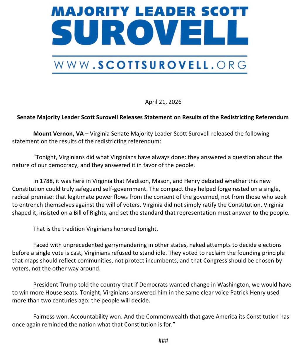 Senator Scott Surovell - ssurovell.bsky.social tweet media