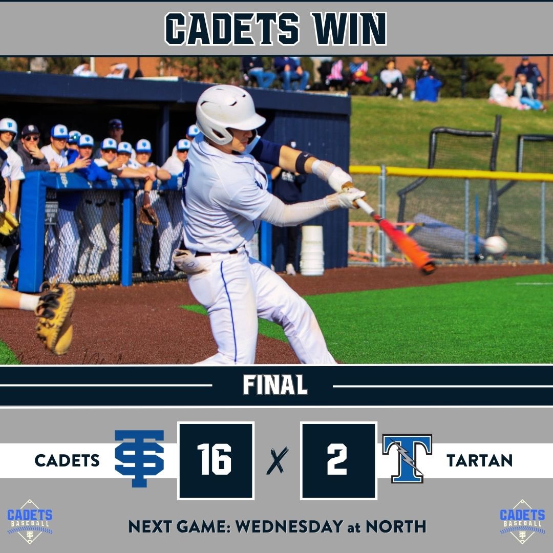 STAbaseballMN's tweet photo. CADETS WIN!!

Forrest Wright tosses 5 no-hit innings on the mound and Dominic Baez adds a couple clutch hits to lead the Cadets to a 16-2 win! https://t.co/5mc52UTWC5