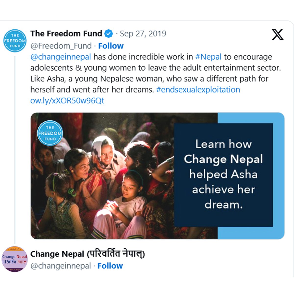 changeinnepal's tweet image. #TBT @Freedom_Fund Forever Grateful for your Support and helping us carry our work forward 🙏🙏