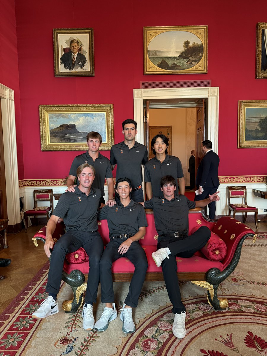OSUCowboyGolf's tweet image. Taking it all in 🇺🇸

#GoPokes | #golfschool