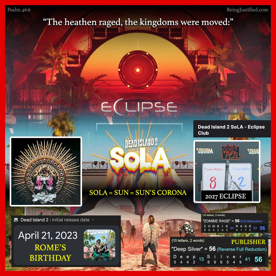 BeingJustified's tweet photo. MORE CONFIRMATION I AM ABSOLUTELY RIGHT ABOUT AN ECLIPSE THAT WILL HAVE THE COVID-AI JAB TURN INTO RAGING ZOMBIES SOON AS THE BIBLE HAS IN PSALM 46:6 AND 2:1

#DEADISLAND2 TURNS 3 YEARS OLD TODAY ON ROME'S BIRTHDYA WHO PUT OUT THE CORONA JUICE.

ZOMBIE GAME HAS SOLA DLC. SOL! https://t.co/98VwyPPyyw