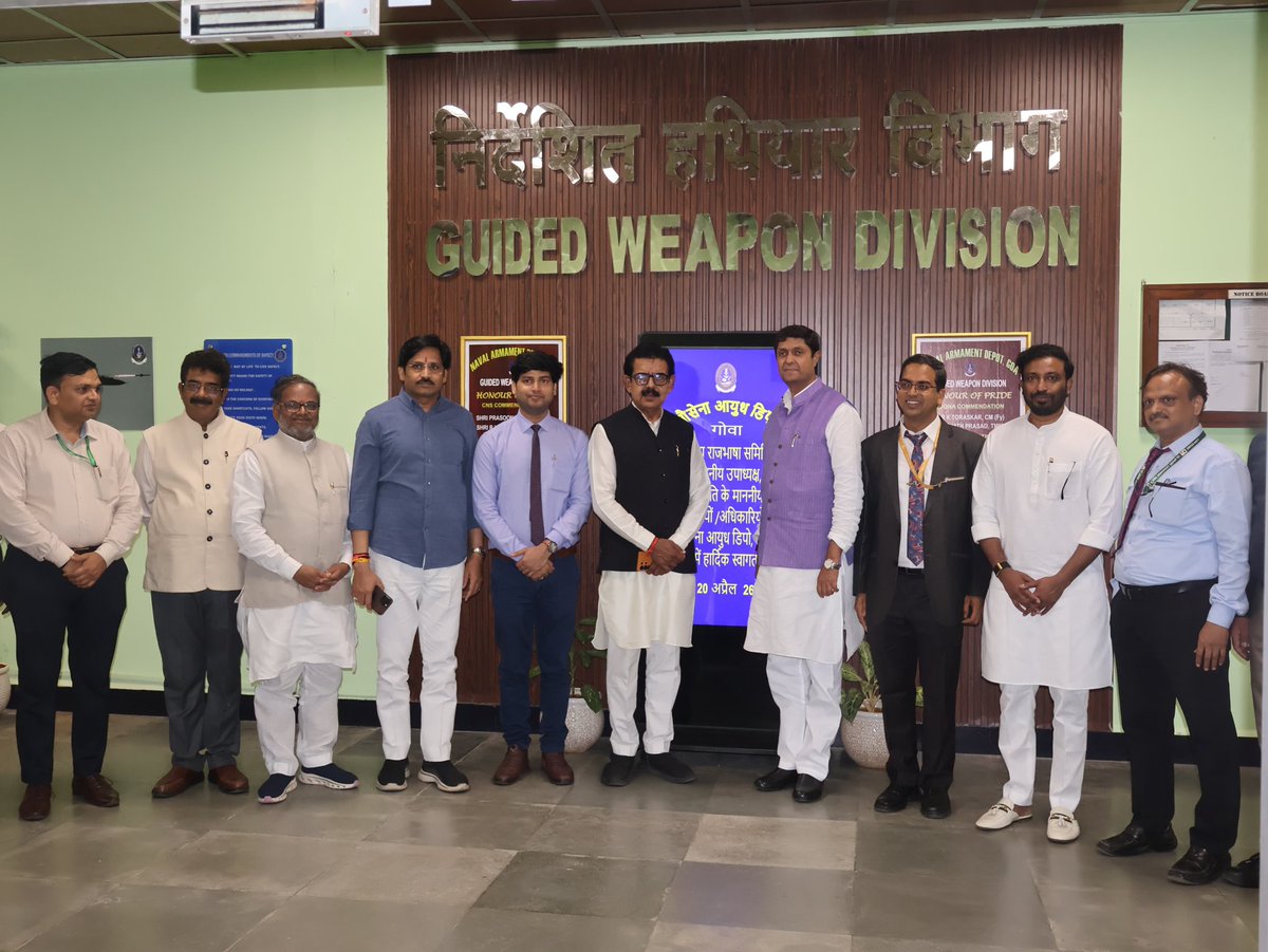 IN_GNA's tweet image. Hon’ble Deputy Chairman of the Parliamentary Committee on #OfficialLanguage, Shri Bhartruhari Mahtab, along with Hon’ble MPs and officials, visited #INSHansa and Naval Armament Depot, Goa on 20 Apr 26.

The delegation was briefed on Air Squadrons, operational infrastructure and