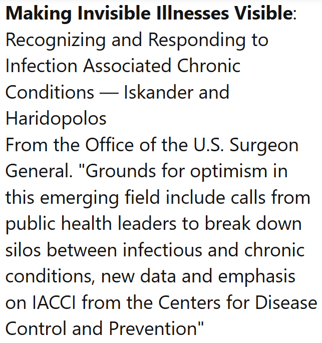 TomKindlon's tweet image. Making Invisible Illnesses Visible: Recognizing and Responding to Infection Associated Chronic Conditions

dx.doi.org/10.1093/cid/ci…

Screenshot from latest Science for ME weekly update

#LongCovid #MEcfs