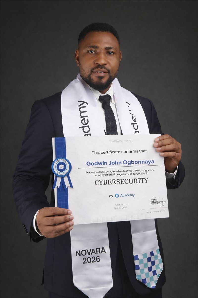 Godwin_LifeJr's tweet image. Just completed the TS Academy Cybersecurity Programme. 🎓

Built skills in:
• Ethical Hacking
• Threat Detection
• SIEM Tools
• Incident Response
Ready for the next challenge 🚀
#Cybersecurity #Infosec #Tech #CareerGrowth #TSAcademy