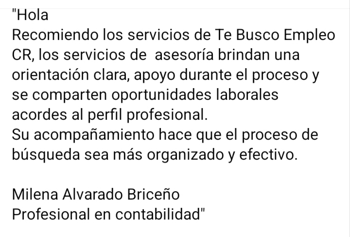 TEmpleocr's tweet image. Para ver recomendaciones del servicio al final de nuestro perfil en Linkedin: linkedin.com/in/tebuscoempl…

#trabajos #costaricaempleo #busquedaslaborales #reclutamiento #laboral