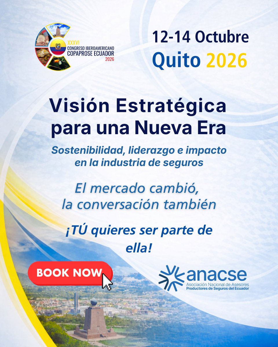 Copaprose's tweet photo. ✨ ¡Inscripciones Abiertas! - XXXVI Congreso Iberoamericano COPAPROSE Ecuador 2026✨
📍 Quito, Ecuador
 🗓 12 – 14 de octubre de 2026
📖¡Asegura tu lugar ahora hoy mismo! 

🌐 Toda la información en: https://t.co/HyporeE5UO https://t.co/1WqSp5oeGg