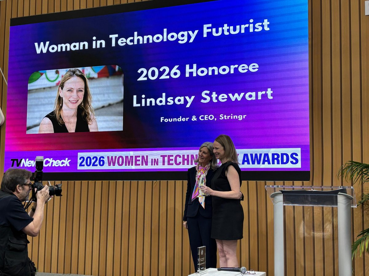 Imagine_Comms's tweet photo. A great moment at @NABShow, celebrating leadership at the @TVNewsCheck Women in Technology Awards.

Our Glodina Lostanlen presented the Futurist Award to Lindsay Stewart (@ContactStringr), recognizing her work advancing how trusted video is sourced and used.

Congrats, Lindsay 👏 https://t.co/p0JFBkVm3a