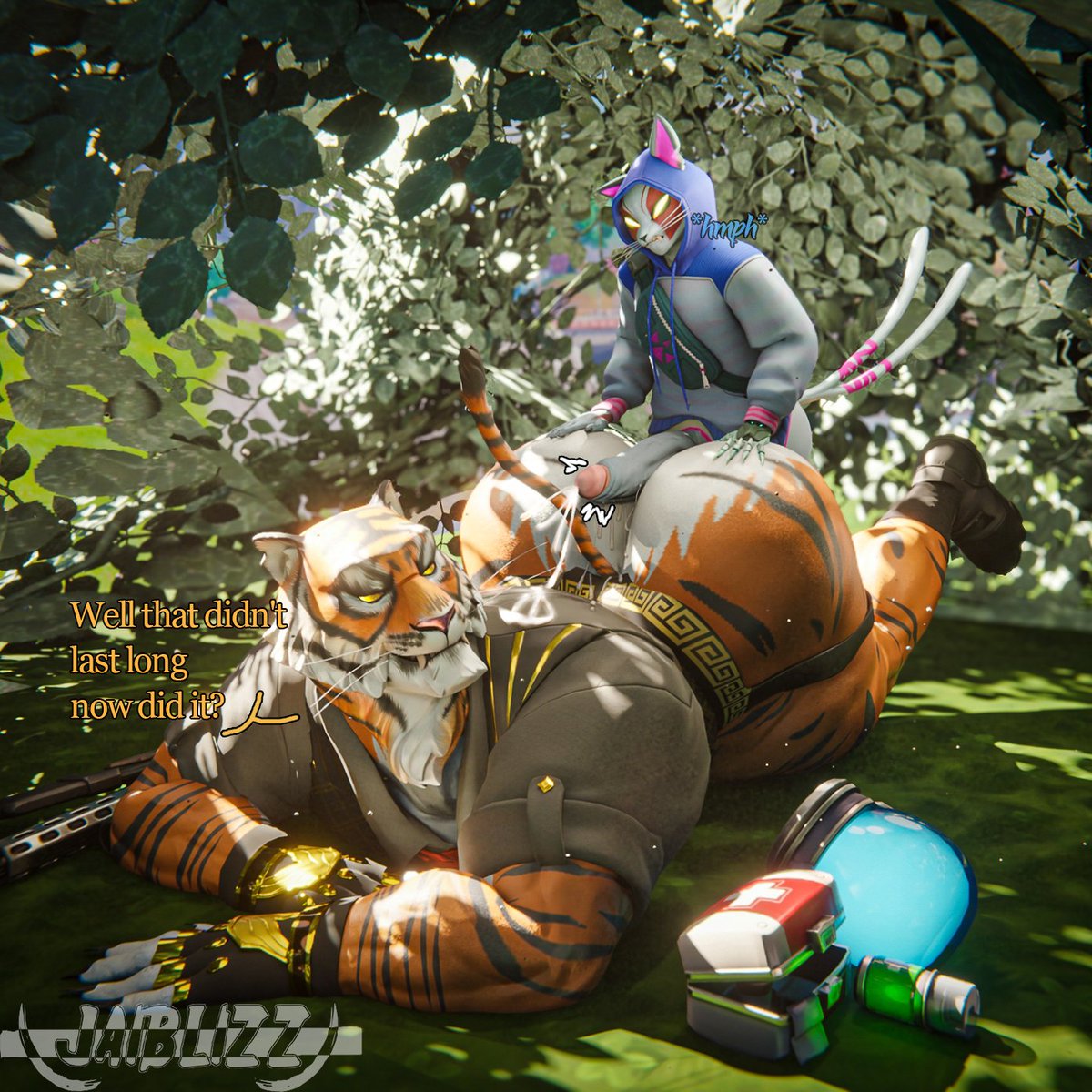 [COMM] Camping in a bush instead of rotating to zone.

Commission made by <a href="/Megacoolbear/">🐻Cinna Bear🍑</a>
Both cats: <a href="/CamSevenArts/">camseven.bsky.social (COMMS 25% OFF) MEGAPLEX 26🔞</a>
