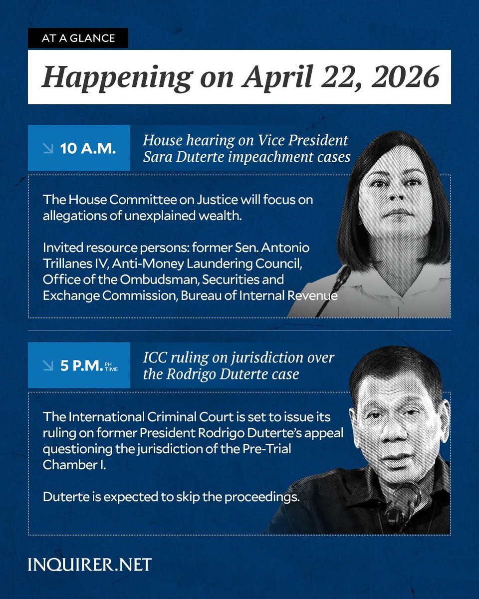 CleveArguelles's tweet photo. It’s #SuperWednesday here in the Philippines, a big day for accountability. But whether in Manila or The Hague, neither the daughter nor the father Duterte are courageous enough to personally face the consequences of the power they once wielded so proudly and with impunity. https://t.co/hYefhtHh2m