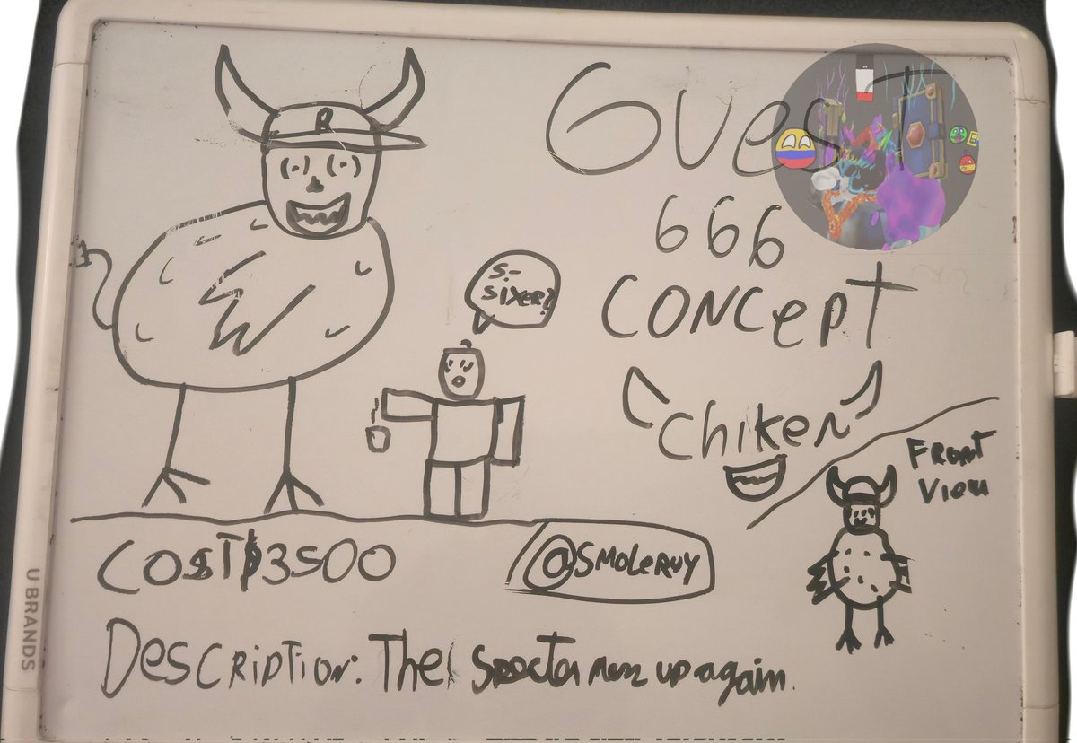 Smoleruy's tweet image. A concept art of t a skin for guest 666.

It a chicken :D

Description: "the specter mess up again"
#Forsaken 
#AprilFoolsDay 
#robloxart
