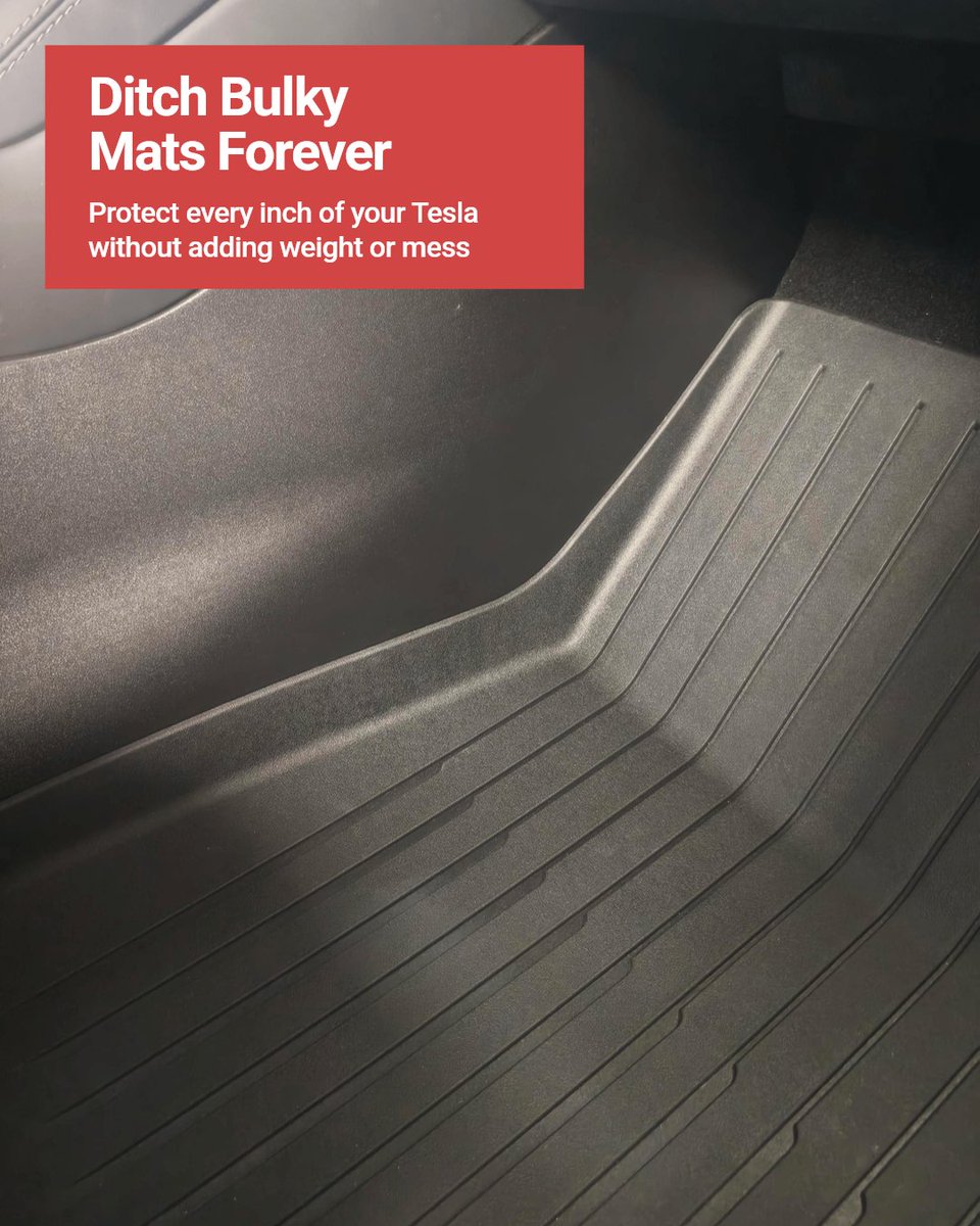 Tired of bulky mats ruining your Tesla's look? Protect your interior without the extra weight or mess. Our full-cabin system covers every inch, fits like a glove, and keeps your Tesla pristine. Ready for sleek, smart protection?