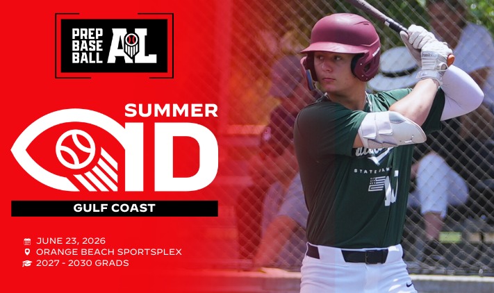 PrepBaseballAL's tweet photo. 𝐆𝐮𝐥𝐟 𝐂𝐨𝐚𝐬𝐭 𝐒𝐮𝐦𝐦𝐞𝐫 𝐈𝐃 🔍

 📆: Tuesday, June 23rd, 2026
 🏟️: Orange Beach Sportsplex (Orange Beach, AL) 
👤: Open Event for 2027-2030 Prospects 

Learn more about this upcoming Summer ID event below. 👇 

🔗: https://t.co/HWD2MTuVvD || #GCSID26 https://t.co/6yM0JIVyw0