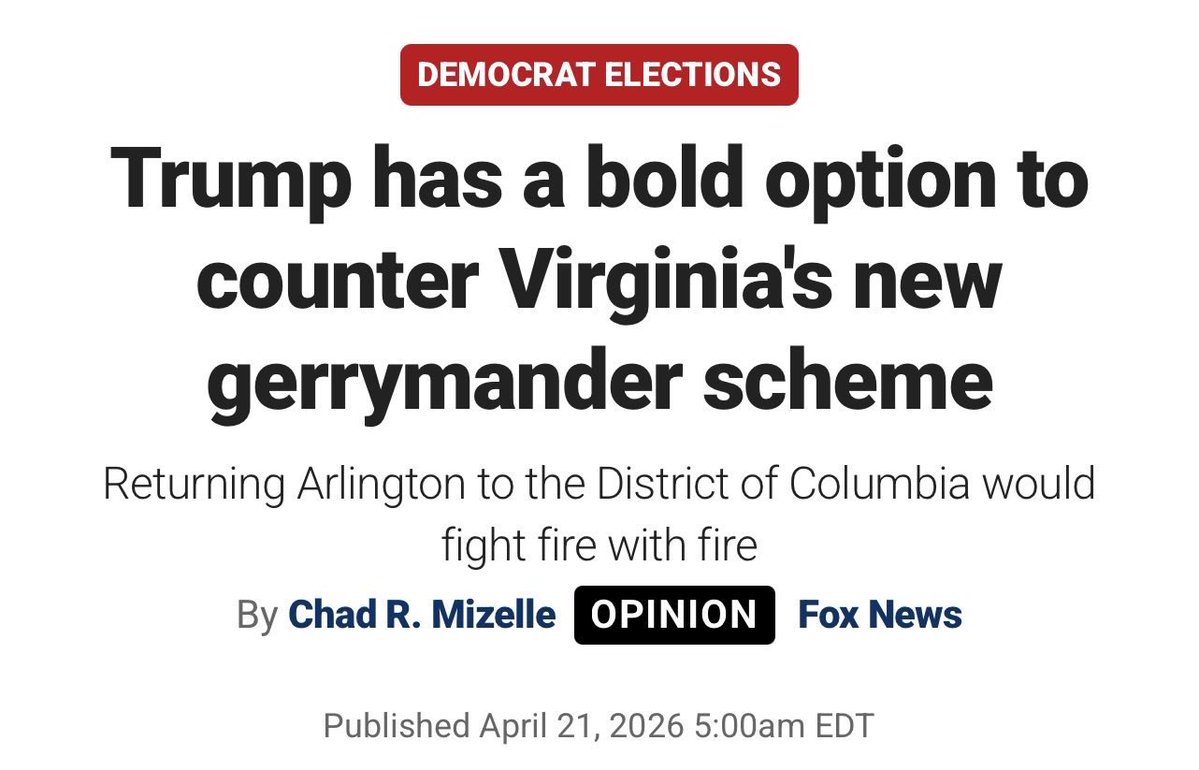 With the Democrats’ power-grab succeeding in Virginia, this should be the next move: return Arlington to DC.

Our side must learn to play hardball with these Leftists.