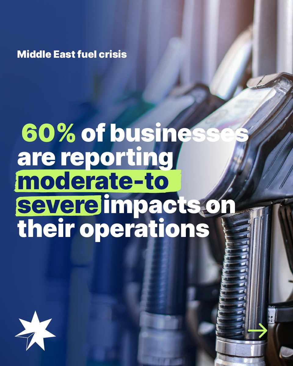 vicchamber's tweet photo. New survey findings show fuel shortages are hitting Victorian businesses hard, driving up costs, disrupting operations and denting confidence. Businesses are calling for clearer communication and targeted support:  https://t.co/nkZH5ouXXM https://t.co/6IptaCBM9m