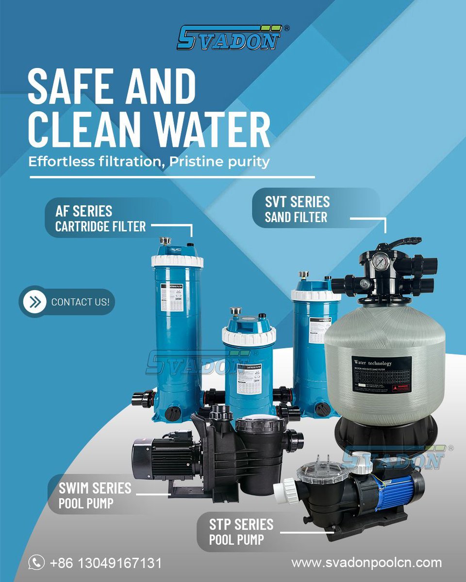 Svadon Pool Filtration System
Pool filtration system circulates and purifies pool water, effectively removes impurities, ensures water quality safety, and creates a better sports and entertainment environment. 

buff.ly/ZJvfW1D