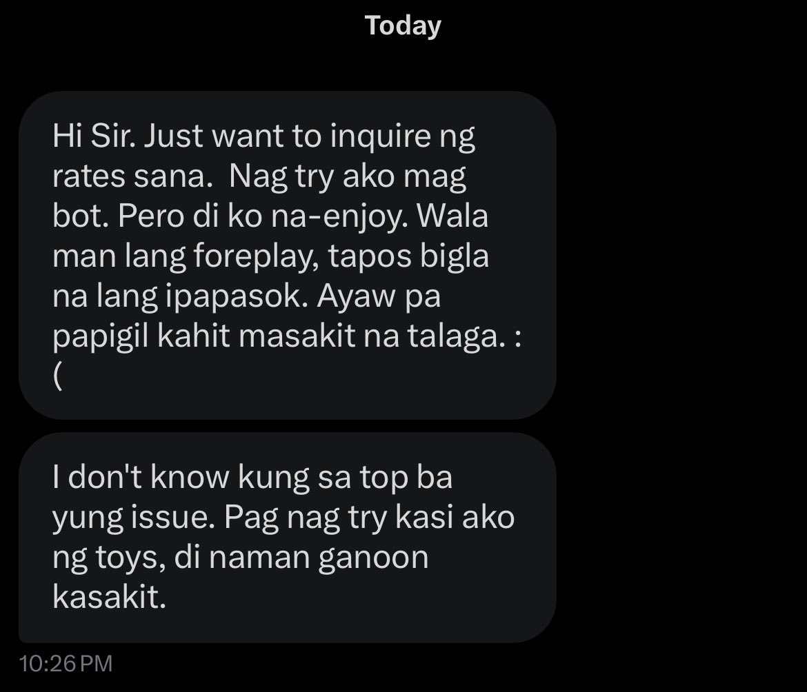 Hindi ako binonook ng mga power bottoms. Mostly, Tops ang nagbubook saken.

Mga tops na curious magpabottom.

Need nila ng guy na iguiguide sila sa pagdouche at hindi sila isheshame. 

Need nila yung guy na may experience na magpabottom (i used to be a power bottom kasabayan ko
