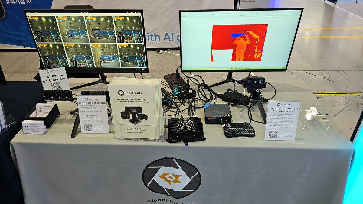 inc_leopard's tweet photo. From Vision to Intelligence: Join Leopard Imaging at World IT Show 2026 🚀

We’re excited to announce that Leopard Imaging will showcase our latest vision innovations at #WIS2026 in Seoul, Korea!

Visit us at Booth AE129 to see how we enable machines to move beyond seeing to understanding with advanced imaging technologies.

🔸 Multi-Camera System (8* AR0234 GMSL2 camera)
A robust global shutter solution for robotics and surround-view applications, compatible with NVIDIA Jetson Orin NX

🔸 Hybrid iToF Camera (LI-AF0130-VCL-MIPI-085H)
High-precision depth sensing powered by onsemi Hyperlux™ technology for obstacle avoidance and industrial automation

🎥 Watch our live demo video to learn more about our solutions.
Multi camera system: https://t.co/E2ddbjDVbE
Hybrid iToF camera: https://t.co/1HTdmpRNk4

Join us to explore the future of Edge AI and Intelligent Vision.
📅 April 22–24, 2026
📍 COEX Convention & Exhibition Center, Seoul
📍 Booth AE129
📧 marketing@leopardimaging.com

Let’s bring intelligence to reality—see you in Seoul 🇰🇷

#WorldITShow #WIS2026 #LeopardImaging #EdgeAI #EmbeddedVision #Robotics #ComputerVision #NVIDIAJetson #DepthSensing #TechInnovation