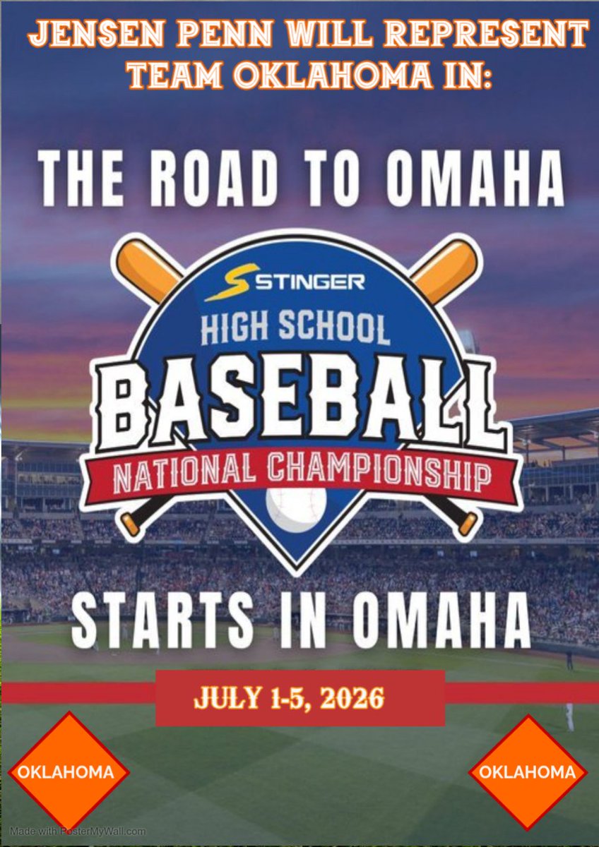 TeamOKBaseball's tweet photo. I am pleased to announce that
@JensenPenn08 
will be representing Team OK.
@NatChampSeries
@SoonerStateBSBL
#teamokbaseball https://t.co/6HFaqQ1pjI
