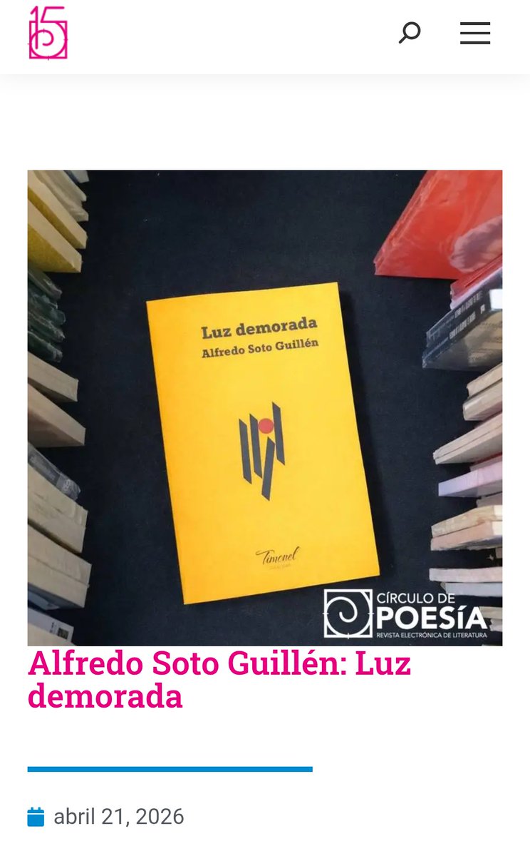 FredoSGuillen's tweet photo. Un par de poemas de Luz Demorada en la revista Círculo de poesía. 

https://t.co/SaFYdnyLBB https://t.co/taw9nfmjHe